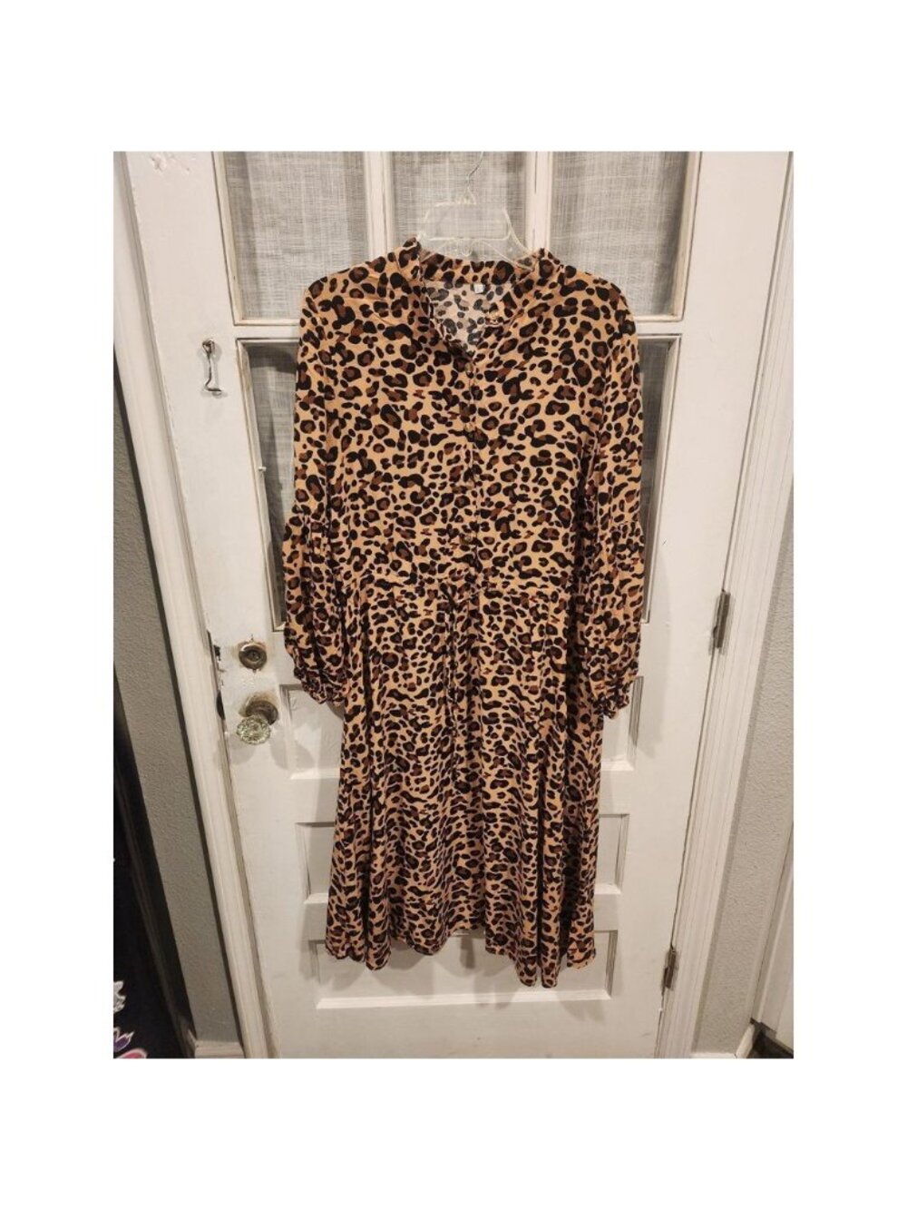 Animal Print Cheetah Longsleeve Kneelength‎ Dress Women's Size Medium
